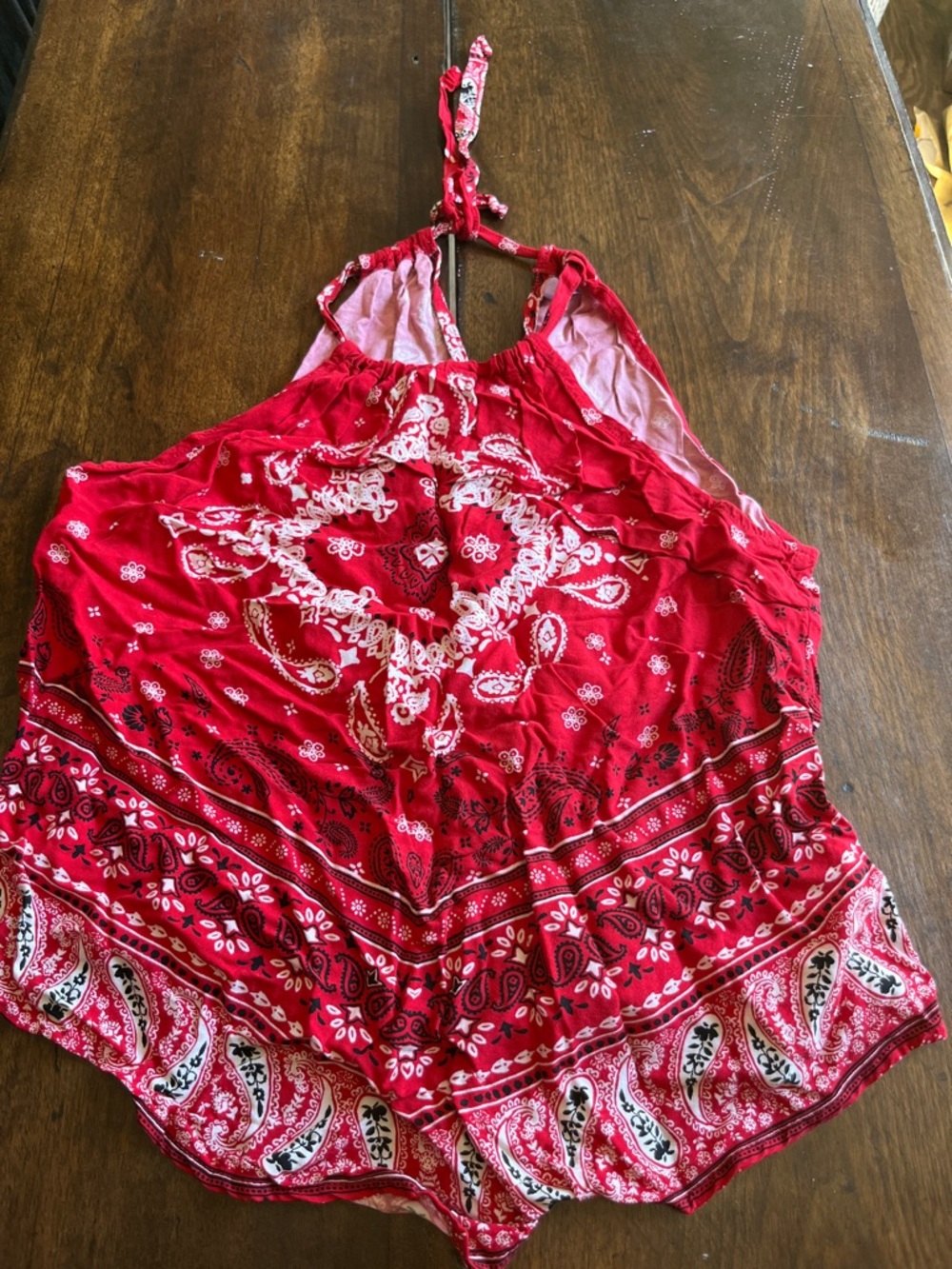 No Boundaries Red Paisley Halter Cami